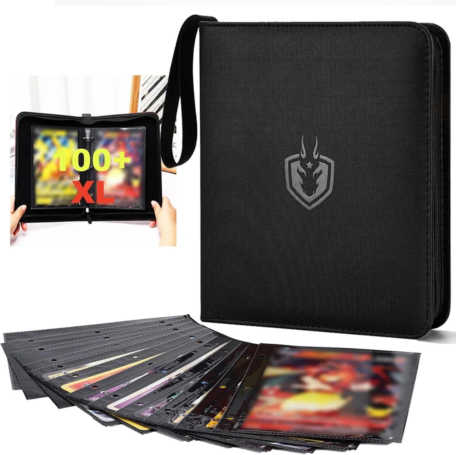 Jumbo Card Binder With 100 Sleeves Fit XL Oversized Jumbo Cards - Premium Penny Sleeves,3-Ring Jumbo Card Binder for Oversized Cards 5.7 * 7.9 Inch.