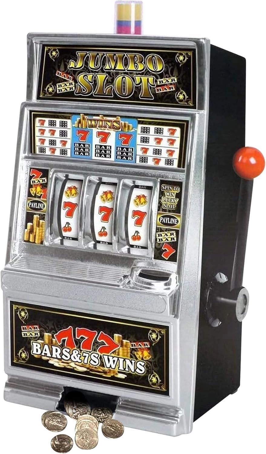 Jumbo 15" Slot Machine Coin Bank | Casino Toy Slots Piggy Bank | Flashing Lights and Jackpot Sounds