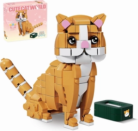KAZI Cat Building Toy Set,Orange Cat Gift Idea for Animal-Lovers,Cat Sets for Boys and Girls Age 8-12,Garfield Cat Buildable Toys for Kids,Creative Activity,Christmas Party Favors