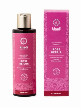 KHADI ROSE REPAIR Ayurvedic shampoo, 100% natural, silicone & sulfate-free, deep conditioning & regeneration for structurally damaged, dry hair & split ends, vegan hair care, organic beauty, 6.7oz