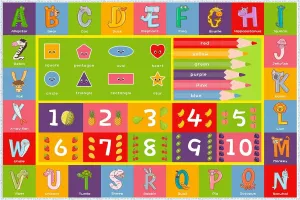 Kid Rug for Playroom Learning Animals, ABC Rug for Babies to Learn Alphabets, Nursery Rugs for Teaching Toddlers(Color:Pattern,Size:80 * 120cm/31" x 47")