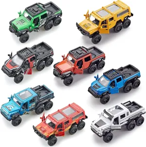 KIDAMI Diecast Toy Trucks 4 Pack Pull Back Toy Cars Openable Doors Off-Road Car Toys Birthday Gift for Boys and Toddlers
