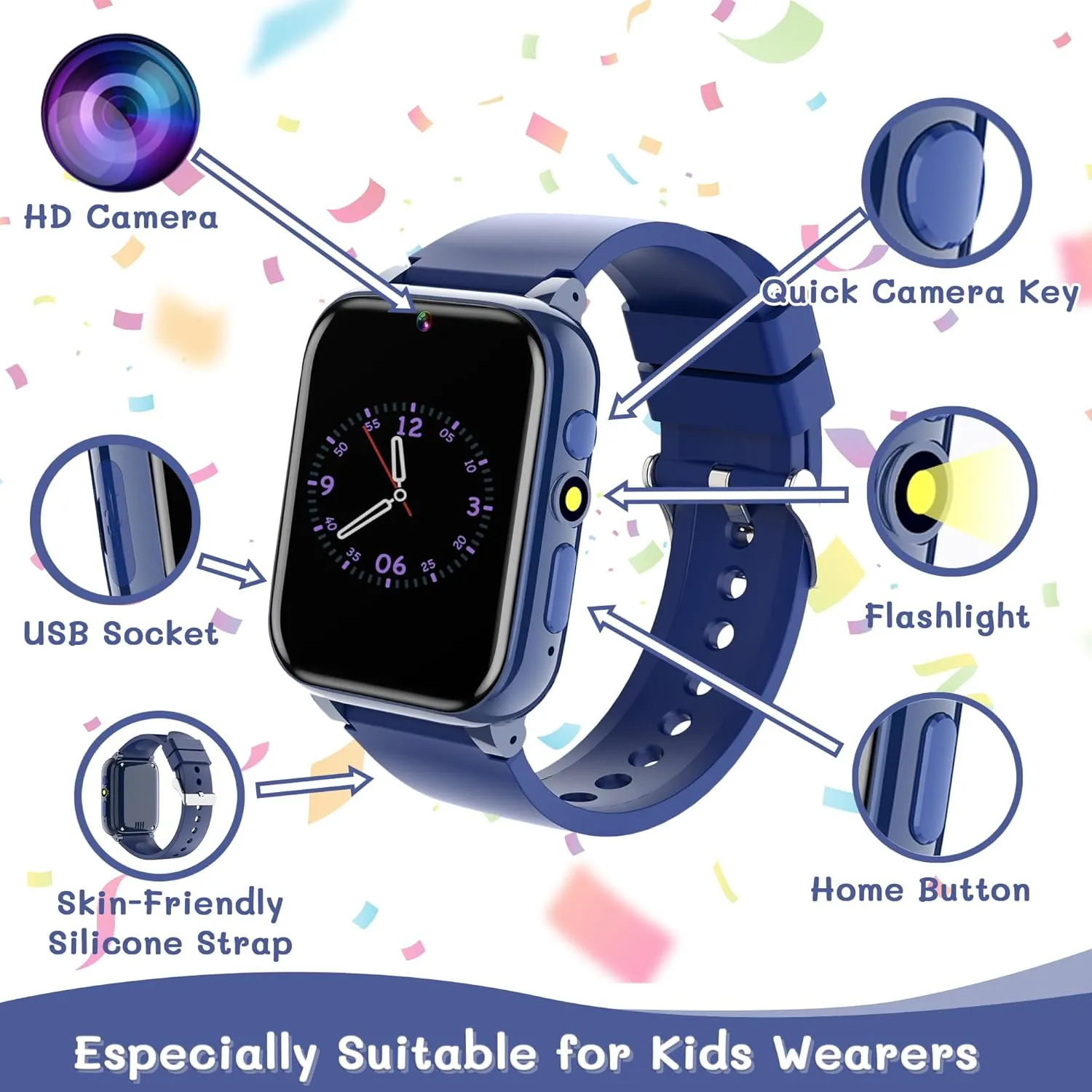 Kids Smart Watch Boys Smart Watch for Kids with 26 Games Calculator Watch for Boys Ages 3-12 Learning Card Audio Book Music Player Video Camera Watch Birthday Gift Toys for Boys