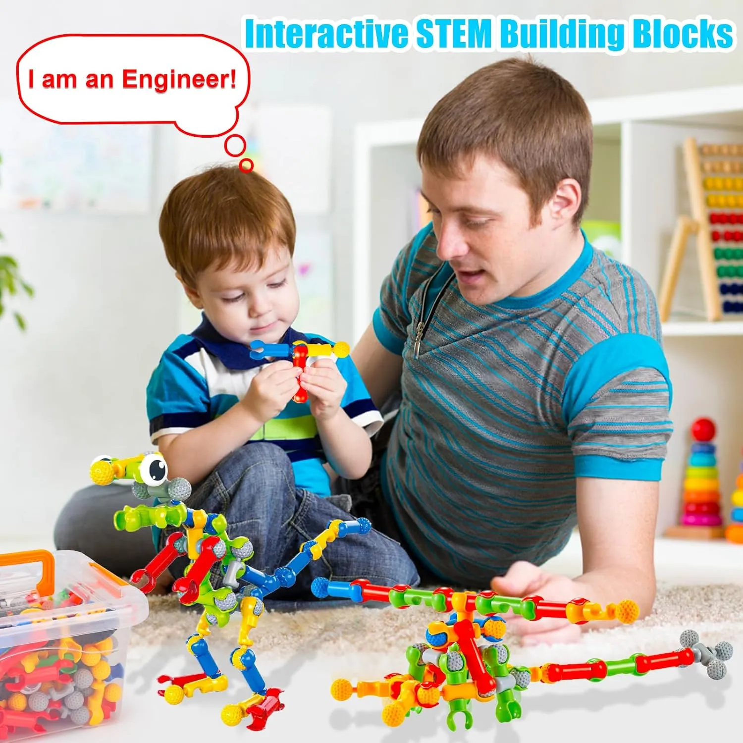Kids STEM Building Toys for 3 4 5 6 7 8  Year Old Boy Girl Birthday Gift, 125 Pcs Preschool Classroom Educational Building Blocks Stem Kits Activities Ages 3-5 4-8 5-7 6-8 Engineering Creative Games