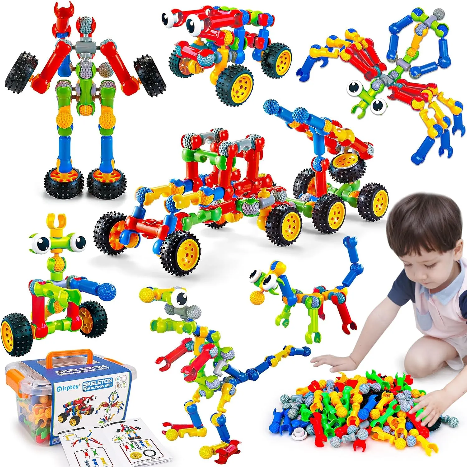 Kids STEM Building Toys for 3 4 5 6 7 8  Year Old Boy Girl Birthday Gift, 125 Pcs Preschool Classroom Educational Building Blocks Stem Kits Activities Ages 3-5 4-8 5-7 6-8 Engineering Creative Games