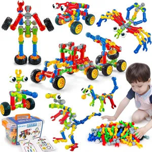 Kids STEM Building Toys for 3 4 5 6 7 8  Year Old Boy Girl Birthday Gift, 125 Pcs Preschool Classroom Educational Building Blocks Stem Kits Activities Ages 3-5 4-8 5-7 6-8 Engineering Creative Games