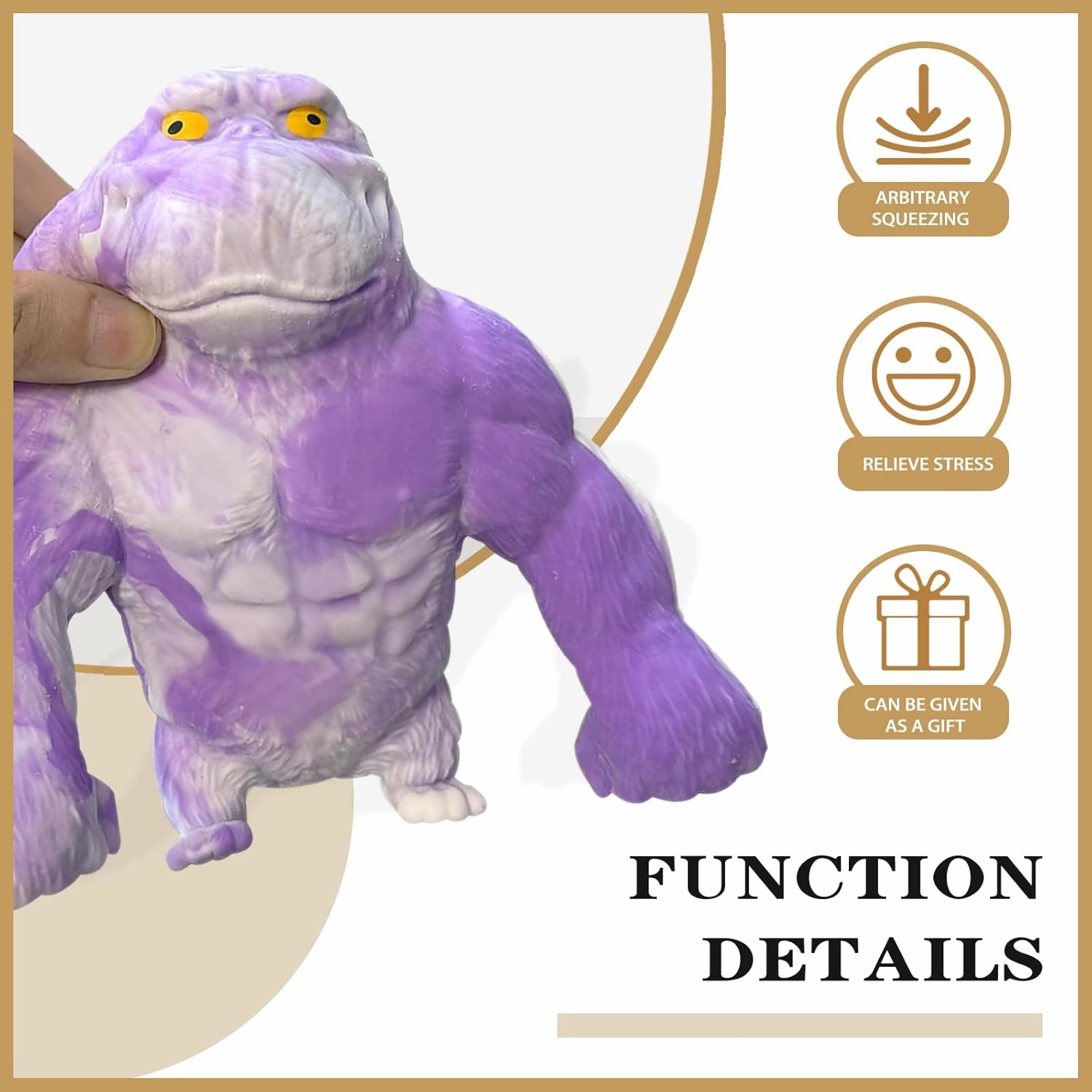 Kids and Adults Stretchy Squishy Monkey Squeeze Toy Funny Gorilla Squishy Toy Stress Relief and Sensory Decompression Toy,Purple