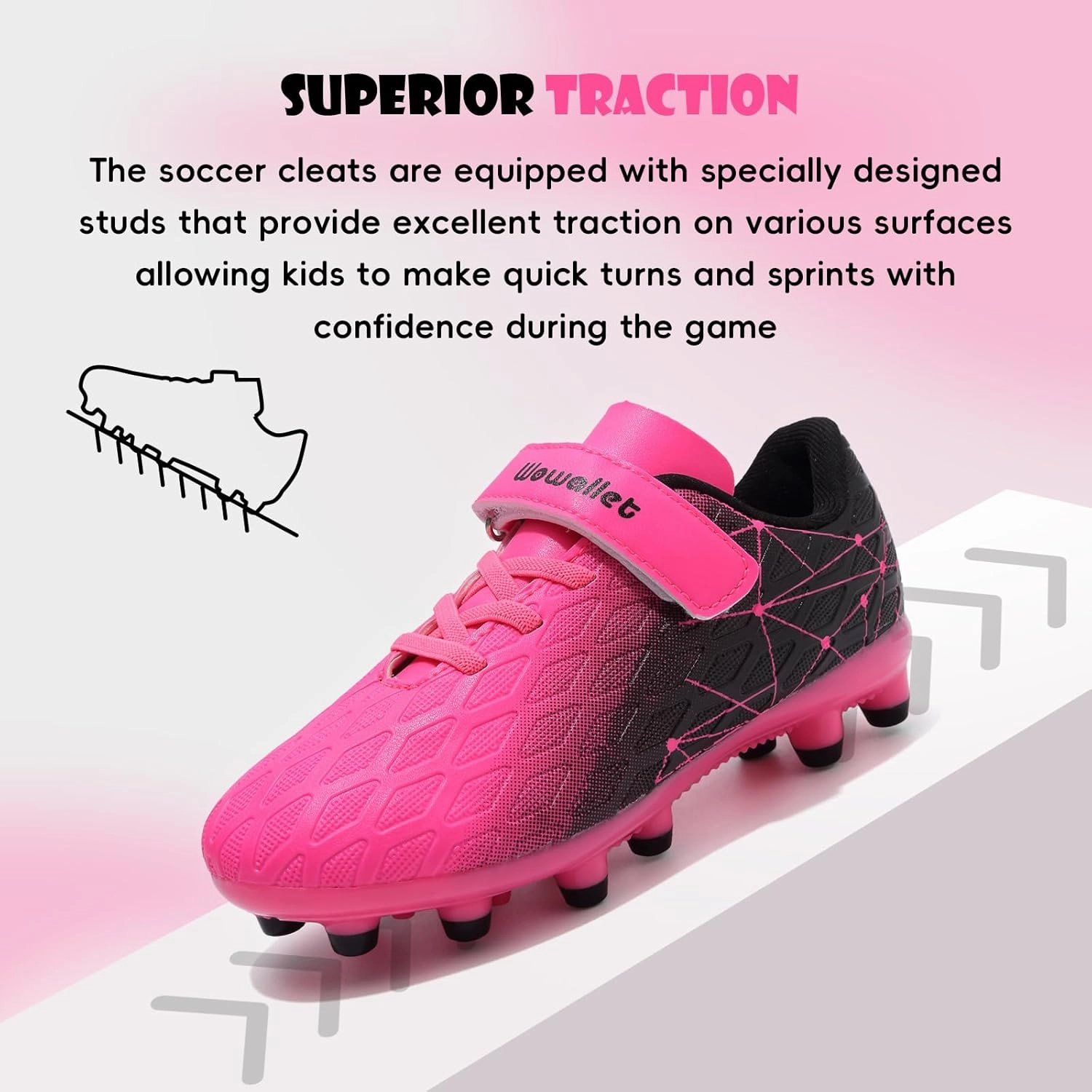 Kids Soccer Cleats Boys Girls Athletic Football Shoes for Unisex