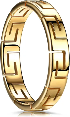 King Ring 4mm Greek Rings – Viking Stainless Steel Rings for Men & Women, Engagement Couple Rings – Designed in USA