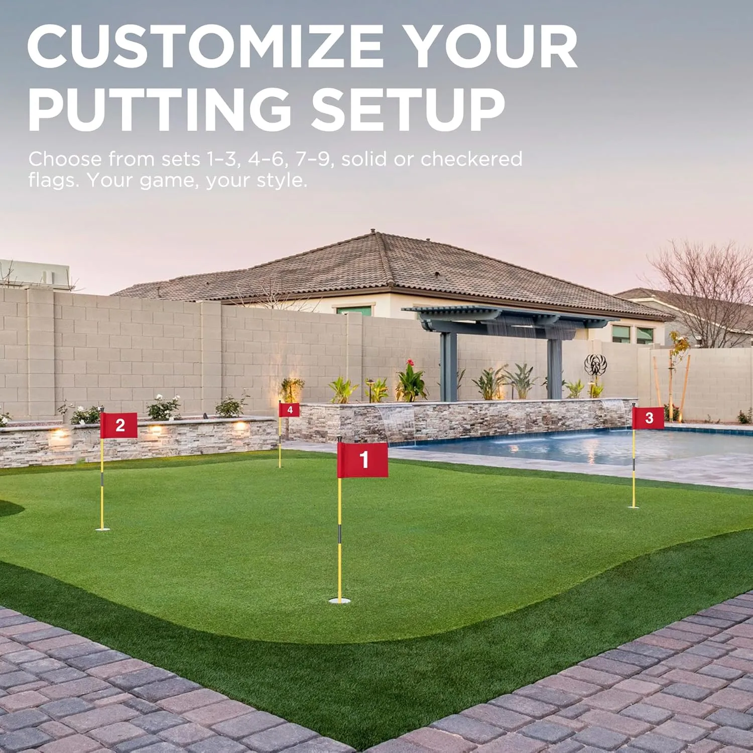KINGTOP Golf Flagstick Mini, Putting Green Flag for Yard, All 3 Feet, Double-Sided Numbered Golf Flags, Golf Pin Flag Hole Cup Set, Portable 2-Section Design, Gifts Idea