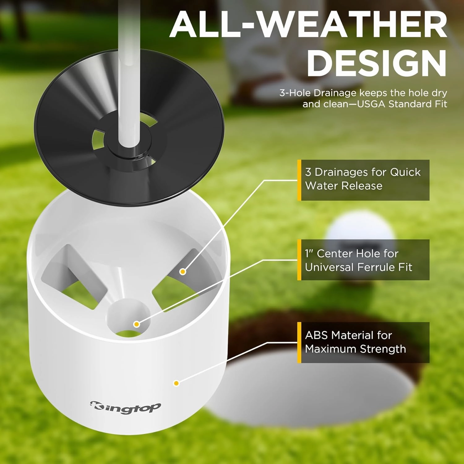KINGTOP Golf Flagstick Mini, Putting Green Flag for Yard, All 3 Feet, Double-Sided Numbered Golf Flags, Golf Pin Flag Hole Cup Set, Portable 2-Section Design, Gifts Idea