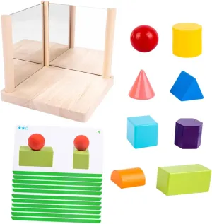 Kisangel 1 Set Block Cognitive for Multidimensional Mirror Building Puzzle Safe Natural Material Develops Shape Cognition and Logical Thinking for Early Education