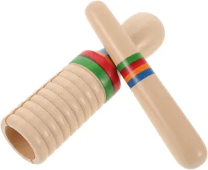 Kisangel 1 Set Wooden Music Instrument Sound Tube Single Threaded Ring Percussion for Educational with Mallet for Rhythm Learning and Development
