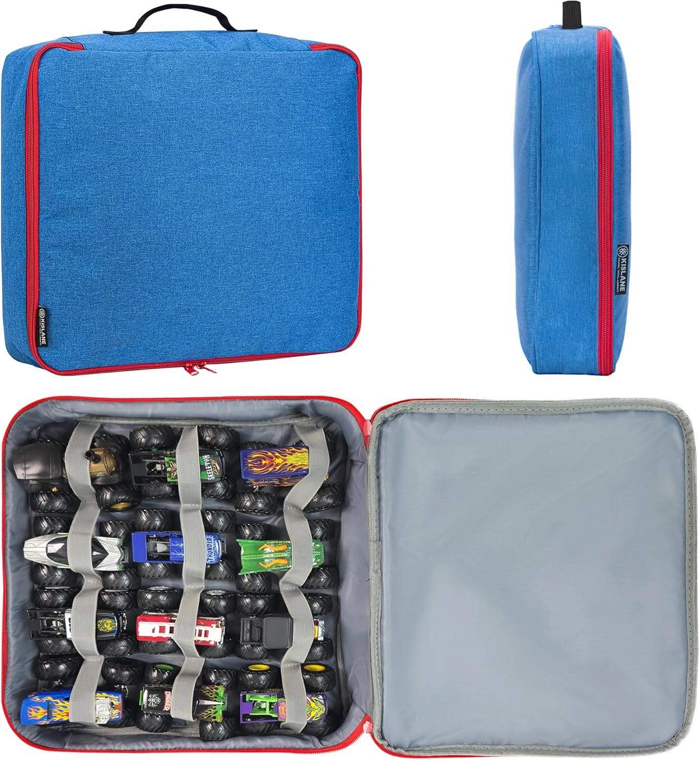 KISLANE Carrying Case for 12 Monster Jam Toy Trucks, Kids Cars Storage Bag Holding 12 Trucks