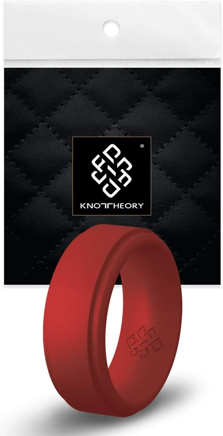 Knot Theory Breathable Silicone Ring for Men - Durable Step Edge Comfort Fit 8mm Bandwidth Size 8, 9, 10, 11, 12, 13, 14