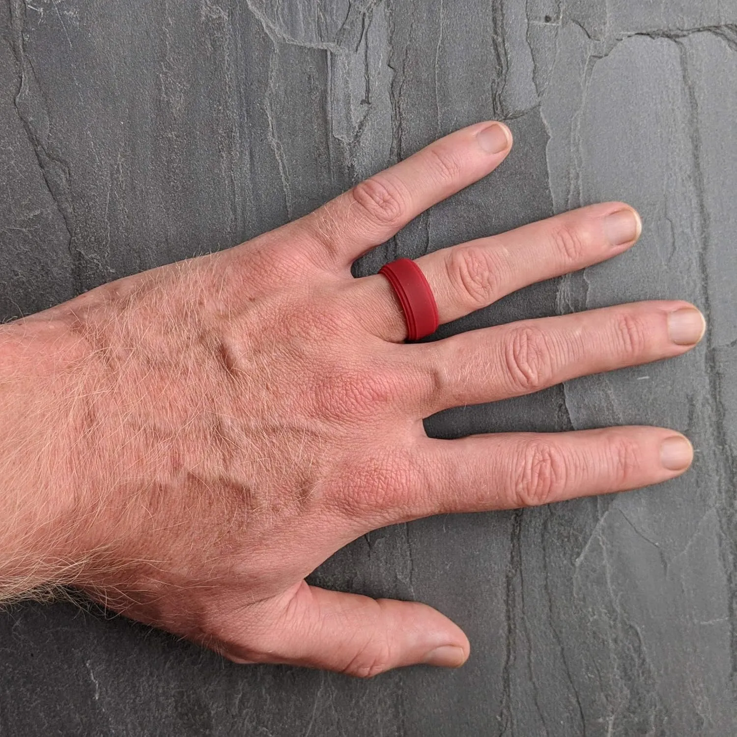 Knot Theory Breathable Silicone Ring for Men - Durable Step Edge Comfort Fit 8mm Bandwidth Size 8, 9, 10, 11, 12, 13, 14