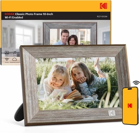 KODAK Wooden WiFi Digital Picture Frame, 32G 10.1 Inch Digital Photo Frame 1280x800 HD IPS Touch Screen, Auto-Rotate, Share Photos and Videos via KODAK App, for Friends and Family