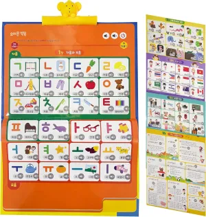Korean Alphabet Poster Korean Toys for Kids, Learn Korean Alphabet, Words and Pronunciation, Korean Language Learning Book for Beginners