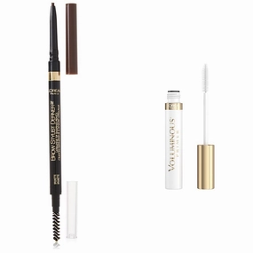 L'Oreal Paris Makeup Brow Stylist Definer Ultra-Fine Mechanical Pencil and Voluminous Lash Boosting Conditioning Primer Mascara Bundle, 0.003 Ounce Pencil and 0.24 fl oz Primer