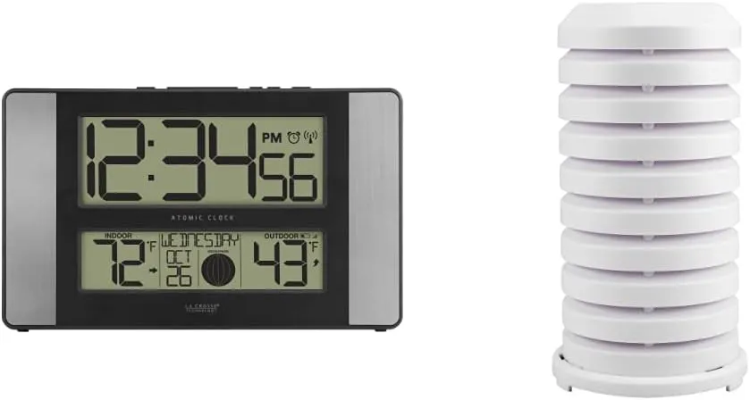 La Crosse Atomic Clock with Outdoor Temperature & Sensor Protection Shield