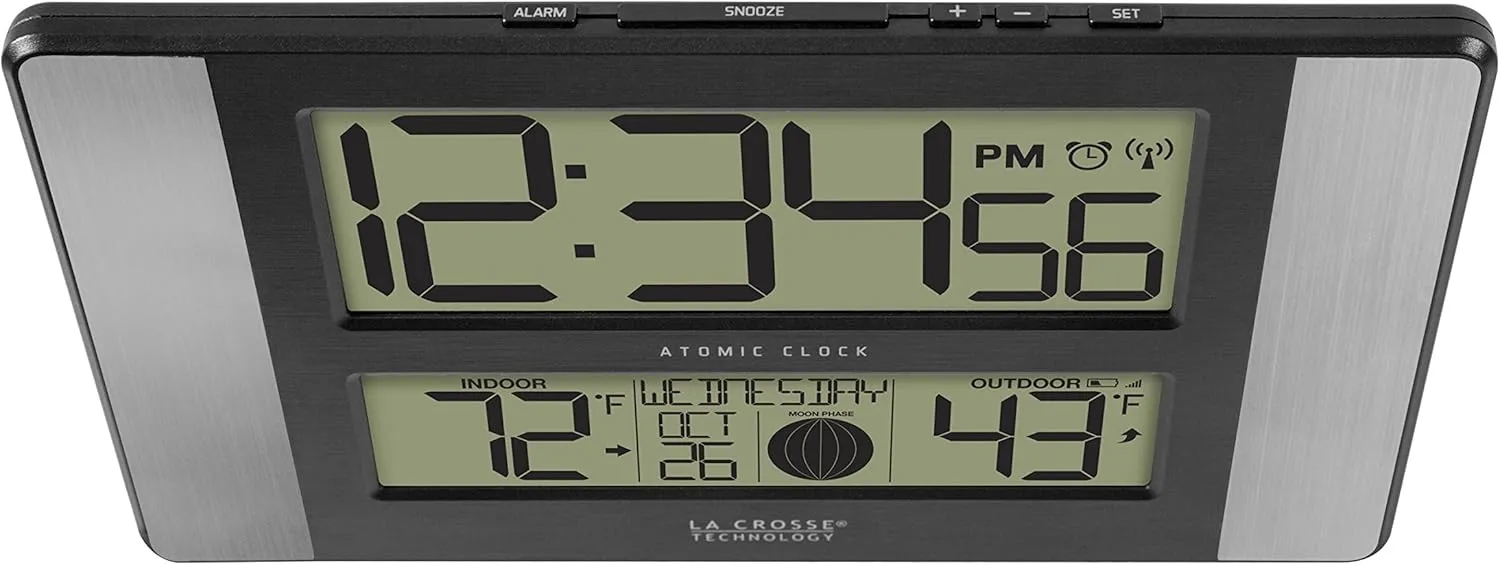 La Crosse Atomic Clock with Outdoor Temperature & Sensor Protection Shield