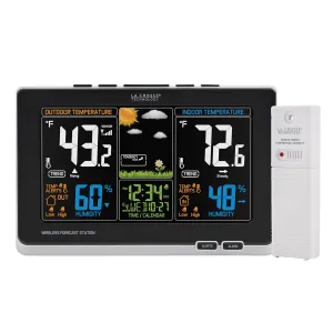 La Crosse Technology Advanced Weather Station with Full-Color LCD & Atomic Time - Monitor Indoor/Outdoor Conditions with Temperature Alerts and Humidity Readings with Transmission Range of 300 Feet