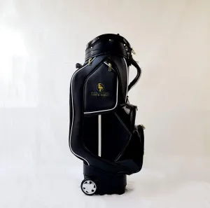 Ladies Senior Portable PU Leather Wheeled Golf Bag With Large Wheels and Luggage Style Pull Over Handle