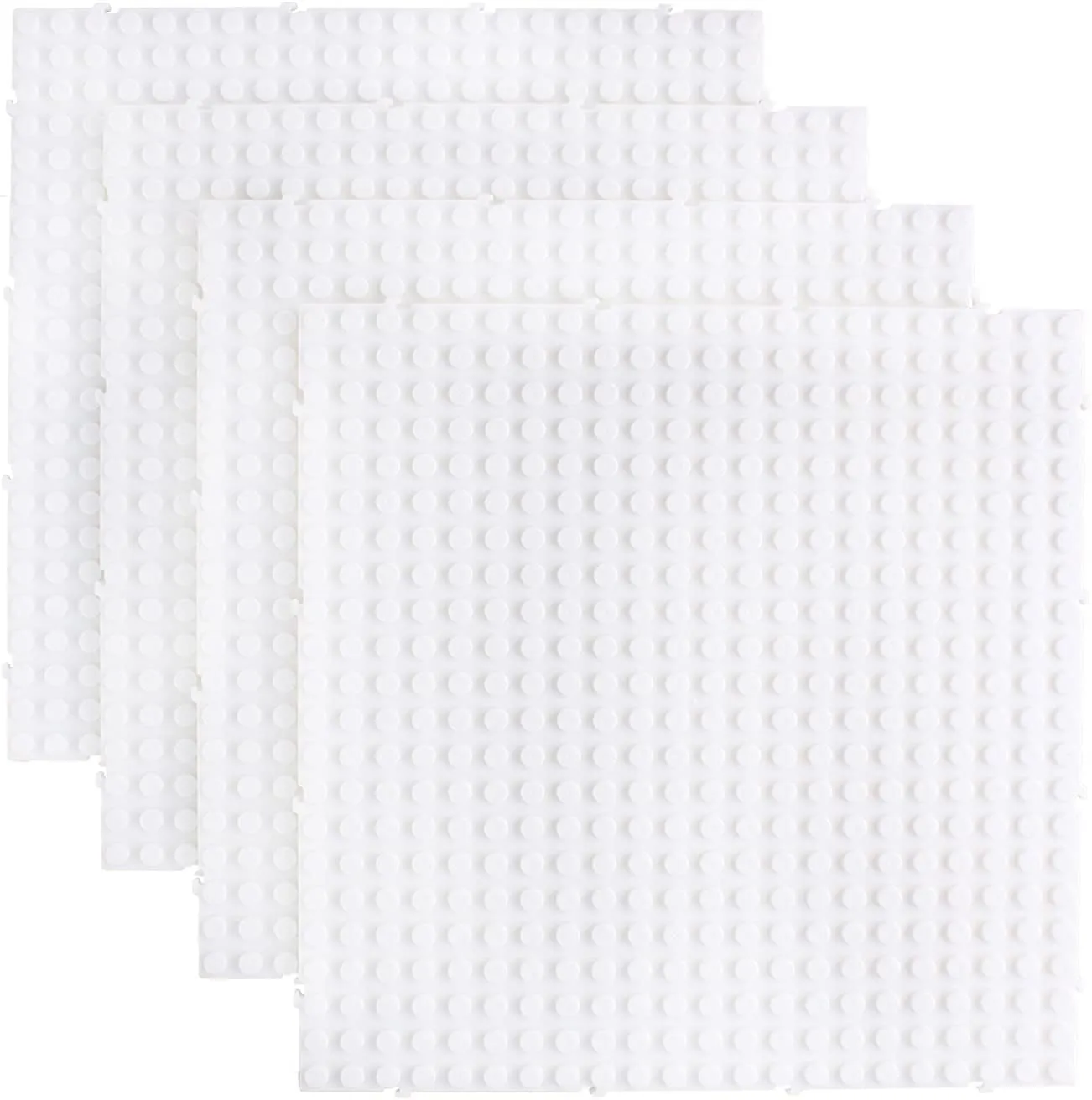 Larcele 4 Pieces Building Blocks Baseplates, Board Only for 8mm Mini Blocks, Compatible with Most Brand, 5.9 Inches JMDB-01 (White)