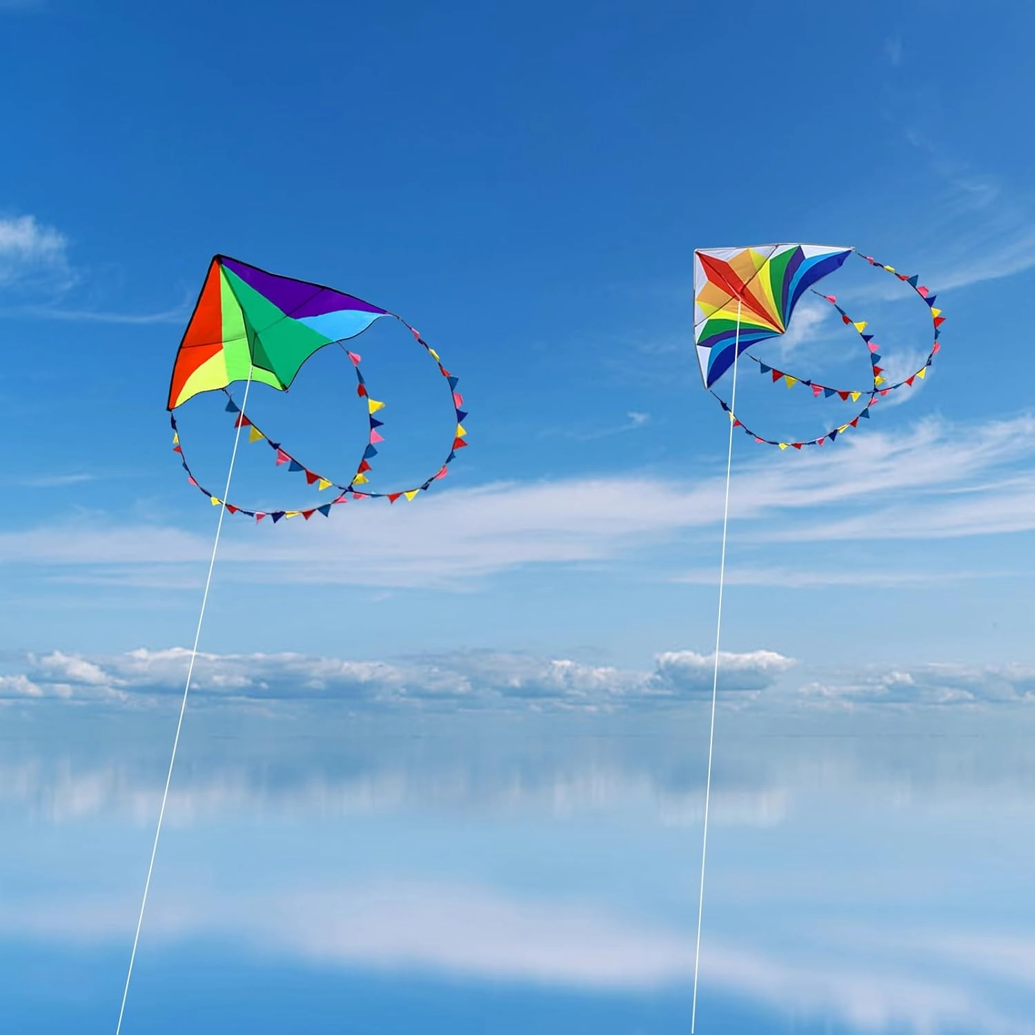 Large Rainbow Delta Kite for Kids & Adults,Single Line Beach Kite for Kids Ages 4-8 & 8-12,Easy to Fly for Toddlers and Beginners.