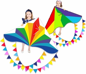 Large Rainbow Delta Kite for Kids & Adults,Single Line Beach Kite for Kids Ages 4-8 & 8-12,Easy to Fly for Toddlers and Beginners.