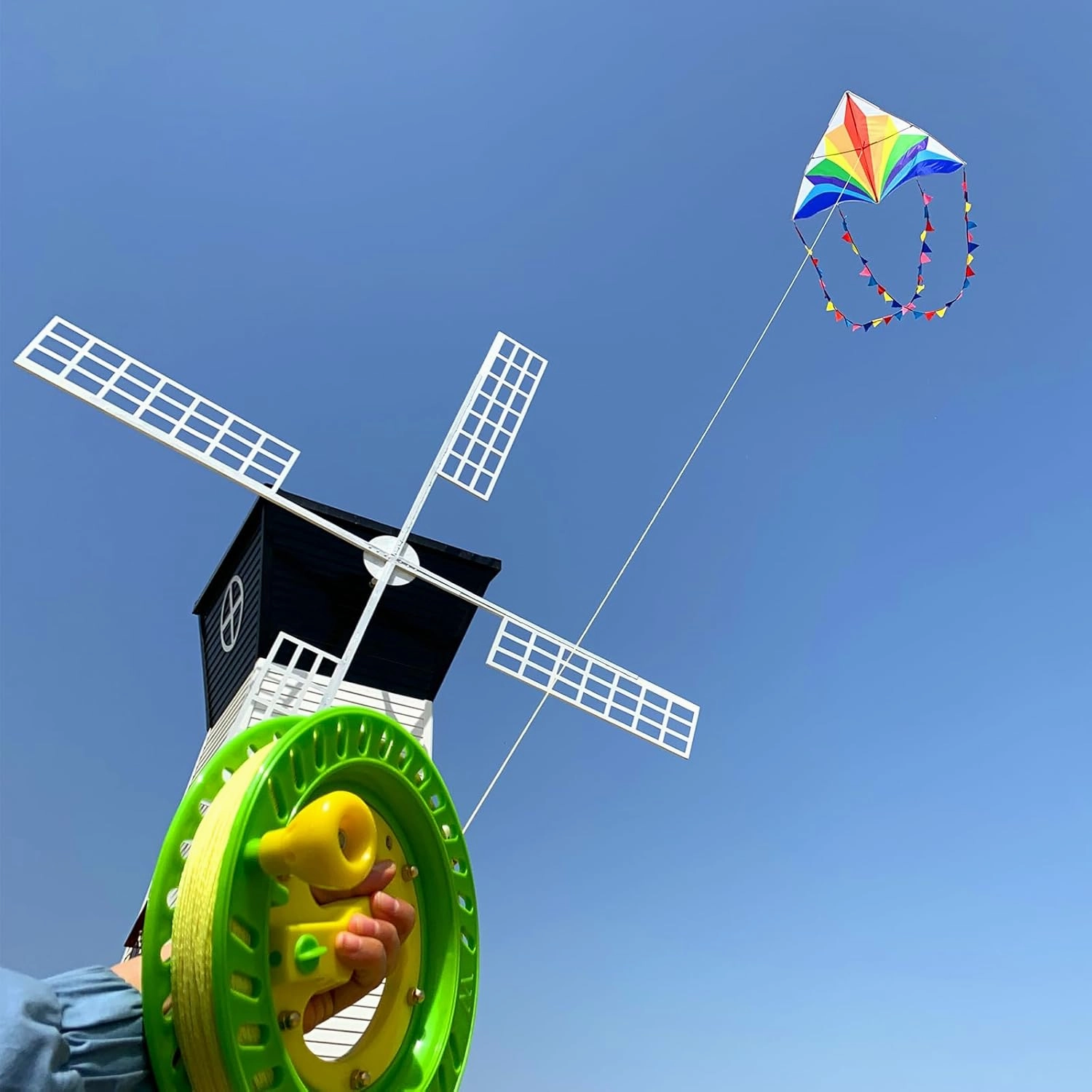 Large Rainbow Delta Kite for Kids & Adults,Single Line Beach Kite for Kids Ages 4-8 & 8-12,Easy to Fly for Toddlers and Beginners.