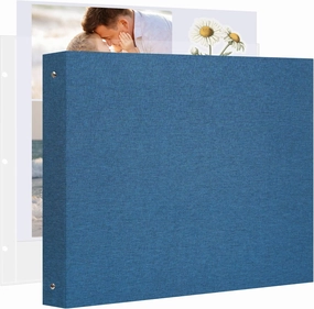 Large Scrapbook Album with 30 Sheets Plastic Sleeves and Scrap Book Paper 12x12 Inch, Linen Cover 3 Ring Photo album Scrapbooks for Wedding Baby Famliy Memory Blue