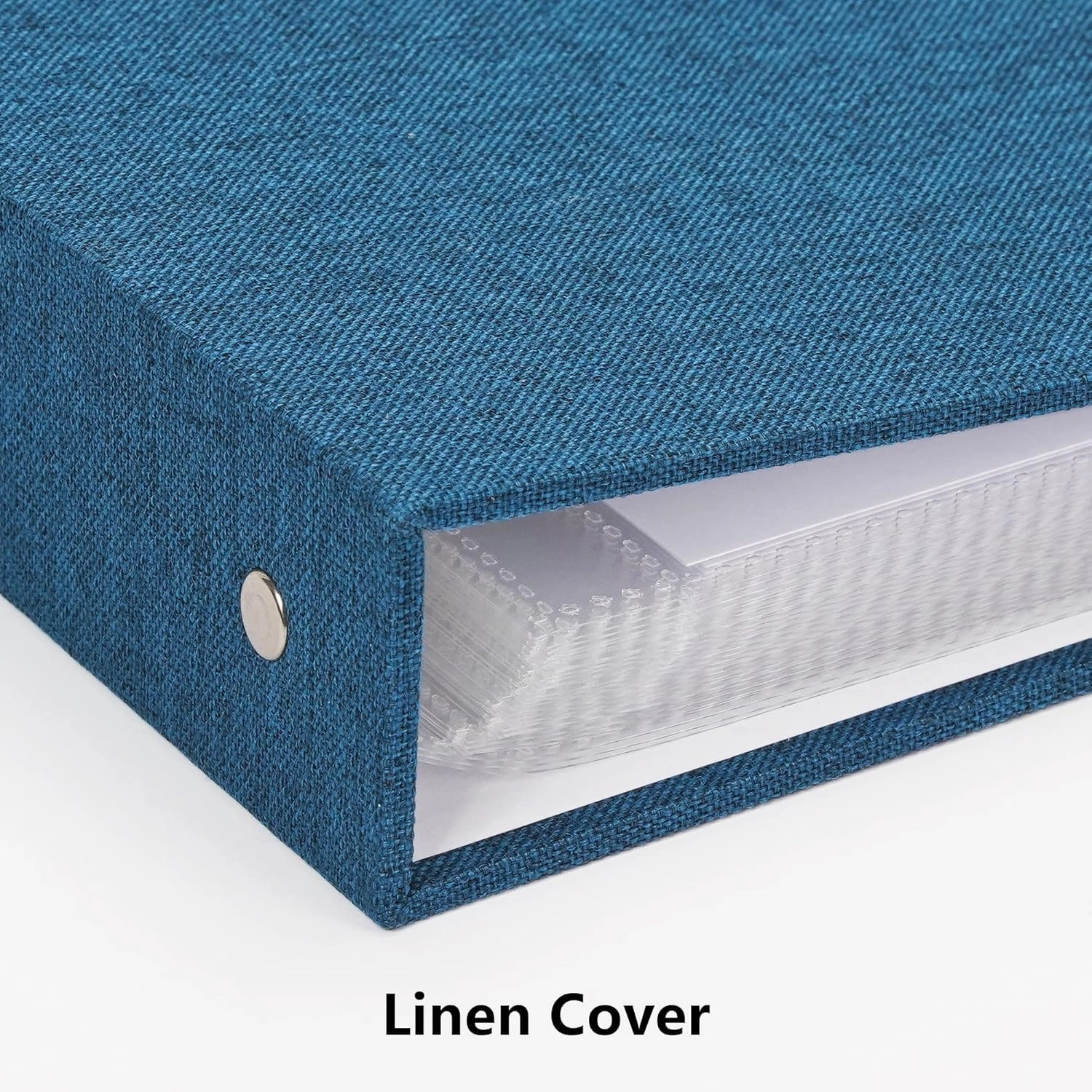 Large Scrapbook Album with 30 Sheets Plastic Sleeves and Scrap Book Paper 12x12 Inch, Linen Cover 3 Ring Photo album Scrapbooks for Wedding Baby Famliy Memory Blue