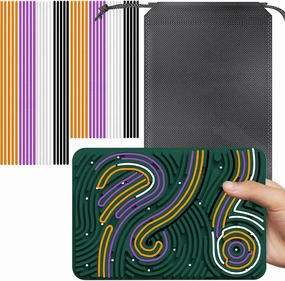 Large Sensory Activity Board, 11.6"*7.9" Double Side Silicone Design,Fidget Toy for ADHD & Autism,Calm Down,Kids 3  & Adults Activities for Travel,Portable with Travel Bag & 40 Strings,Dark Green