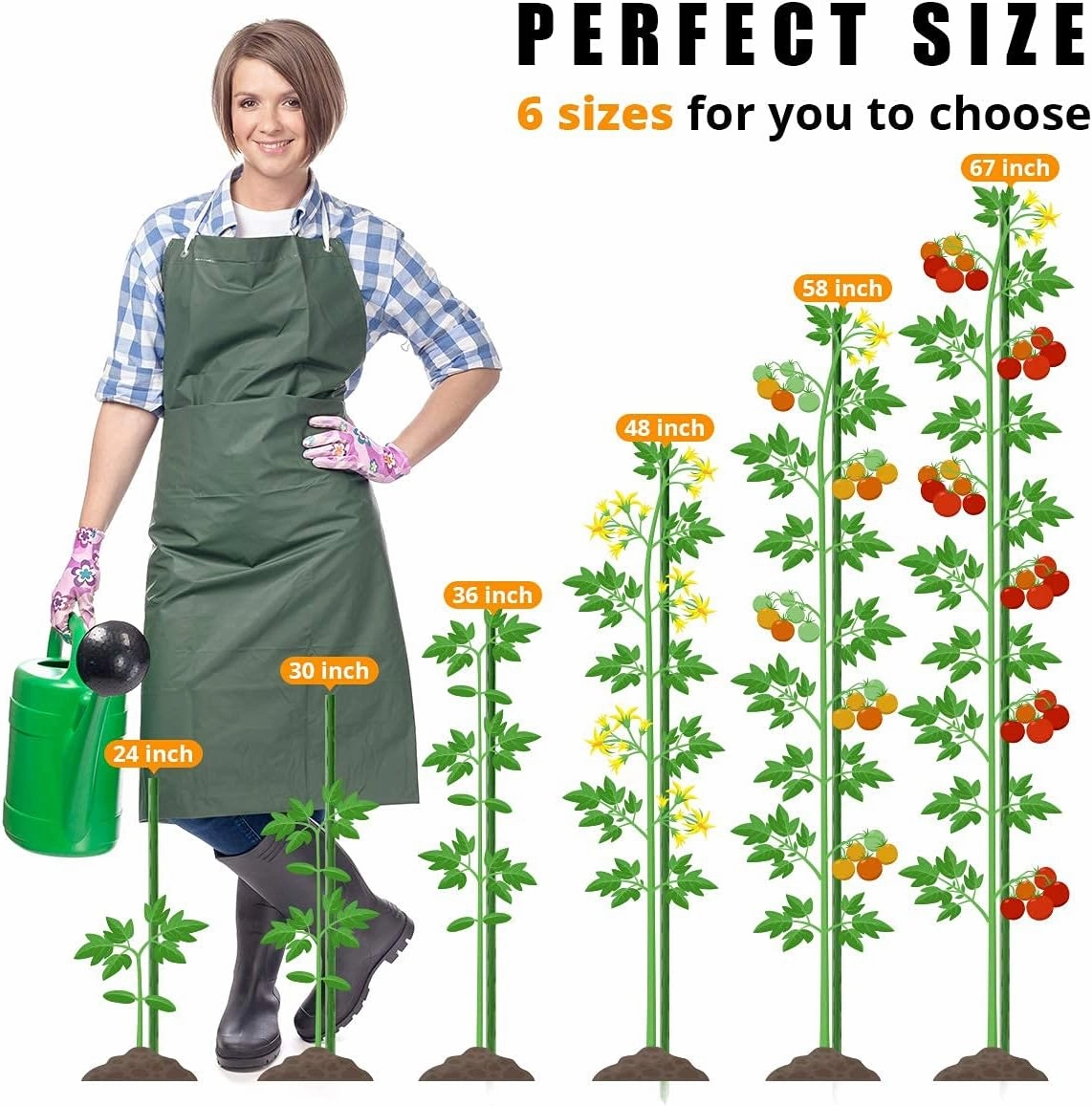 LAVEVE Garden Stakes 67 Inches Heavy Duty Steel Tomato Stake, Plastic Coated Support for Securing Trees, Climbing Plants, Cucumber, Beans, Pack of 20