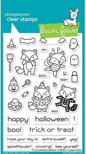 Lawn Fawn LF2401 Fox Costumes Before 'n Afters 4X6 Clear Stamp Set