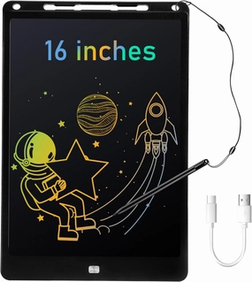 LCD-children's tablet, 16-inch color drawing board, Doodle Board, type-c charging model. Educational Learning Children's toys for 456789-year-old boys and girls black