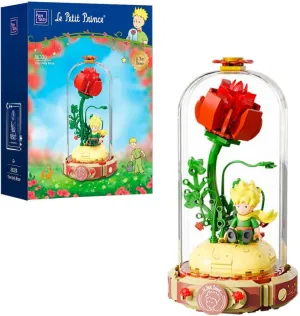 Le Petit Prince Rose Flower Building Bricks Set, The Little Prince Only Rose Creative Construction Kit, Rose Bouquet Flower Garden Gift for Adults and Kids