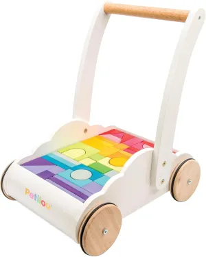 Le Toy Van - Petilou Wooden Walker Toy for Toddlers and Babies | Educational Rainbow Cloud Walker | Suitable for A Boy Or Girl 1 Year Old  , Multi, 45 Blocks (PL102)