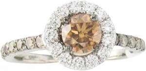 LE VIAN Chocolate Diamond Vanilla Diamond Statement Ring for Women - 14k White Gold Ring for Her (Brown/G-H, VS2-SI1, 1.09 cttw) Anniversary Promise Wedding Band Size 7