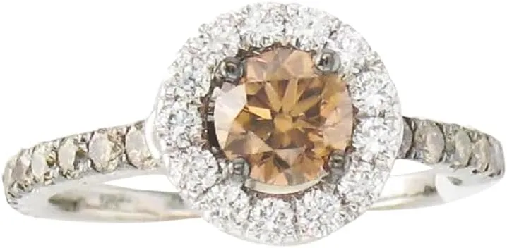 LE VIAN Chocolate Diamond Vanilla Diamond Statement Ring for Women - 14k White Gold Ring for Her (Brown/G-H, VS2-SI1, 1.09 cttw) Anniversary Promise Wedding Band Size 7