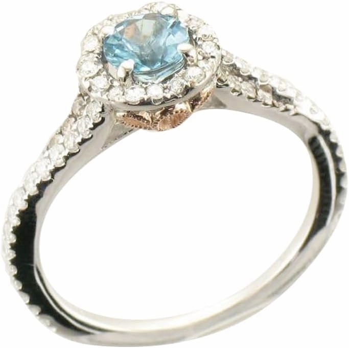 LE VIAN Vanilla Diamond Chocolate Diamond Aquamarine Statement Ring for Women I 14k Rose and White Gold Ring for Her (G-H/Brown, VS2-SI1, 0.38 cttw) Promise Wedding Anniversary Band Size 7