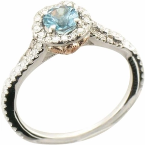 LE VIAN Vanilla Diamond Chocolate Diamond Aquamarine Statement Ring for Women I 14k Rose and White Gold Ring for Her (G-H/Brown, VS2-SI1, 0.38 cttw) Promise Wedding Anniversary Band Size 7