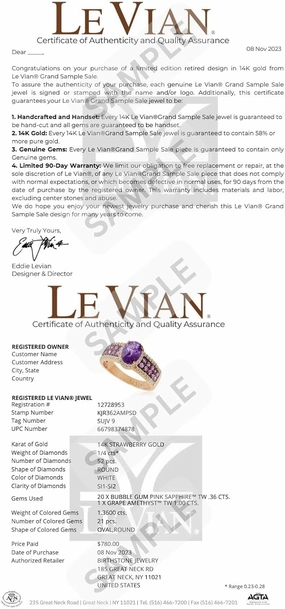 LE VIAN Vanilla Diamond Chocolate Diamond Morganite Statement Ring for Women I 14k Rose Gold Ring for Her (G-H/Brown, VS2-SI1, 0.67 cttw) Anniversary Promise Wedding Band Size 7
