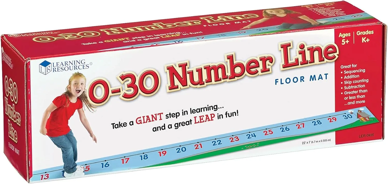 Learning Resources 0-30 Number Line Floor Mat, Blue, 22 L x 1 W ft (LER0935)