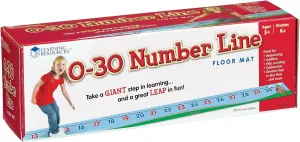 Learning Resources 0-30 Number Line Floor Mat, Blue, 22 L x 1 W ft (LER0935)