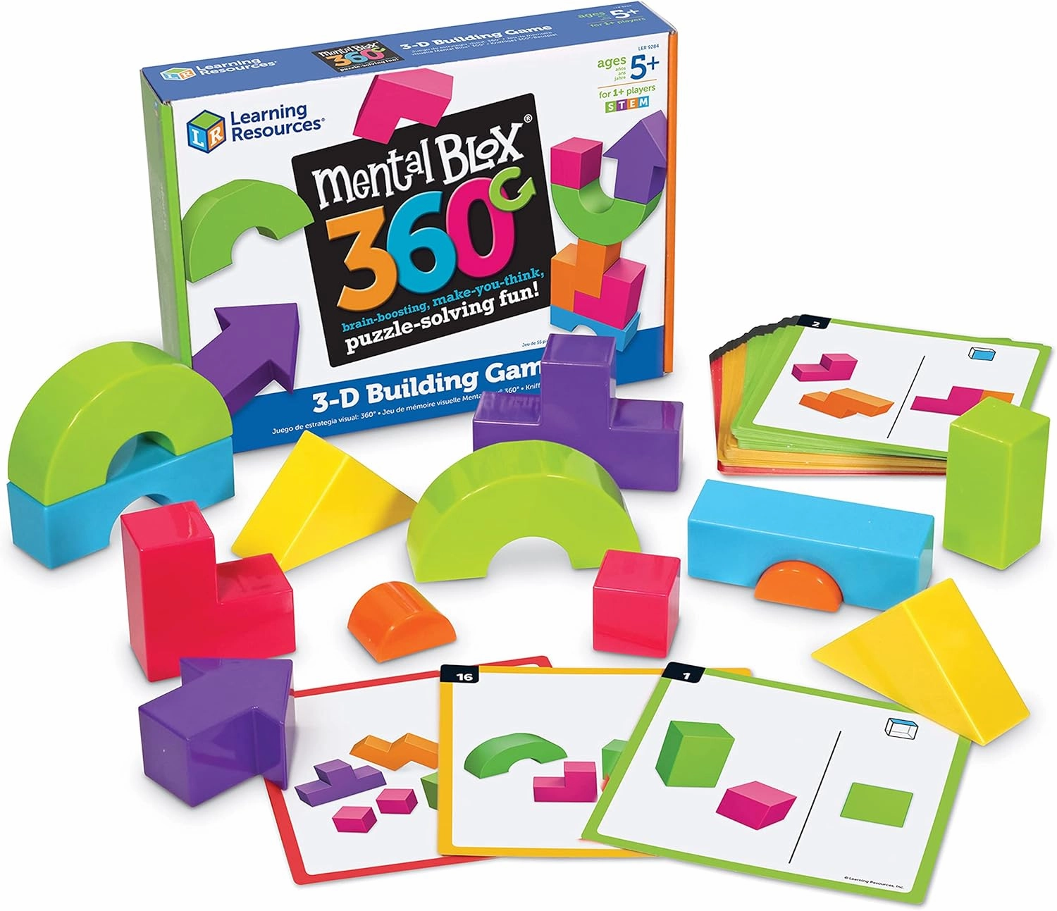 Learning Resources Mental Blox 360 Degree 3-D Building Game - 55 Pieces, Ages 5  Educational Board Games, Mental Puzzles for Kids, Brain Teaser Games