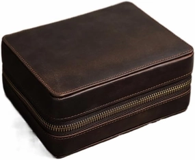 Leather Watch Box Handmade Square Travel Card Mechanical Watch Storage Box