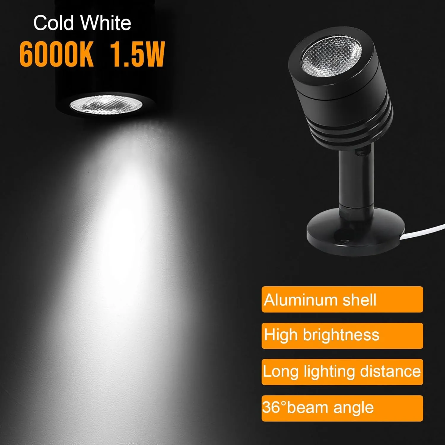 LED Mini Indoor Spotlight – Accent Lighting for Display Shelves, Paintings, Plants, Jewelry, Showcase, Under Cabinet – Adjustable Indoor Spot Light(Cold White 3 Pack)