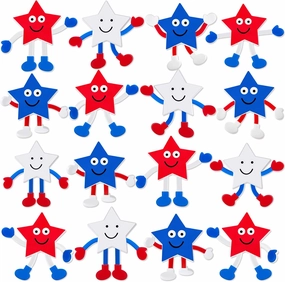 Leitee Patriotic Bendable Toys Posable 4th of July Parade Independence Day Party Favor Star Character Figures Stress Relief Fidget Toy Gift for Boy Girl Goodie Bag Stuffer, 3 Styles(24 Pcs)